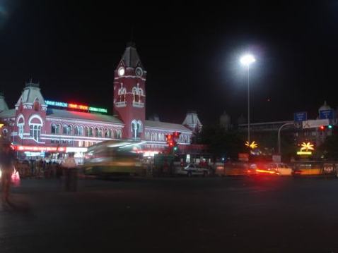 Chennai central station at night
